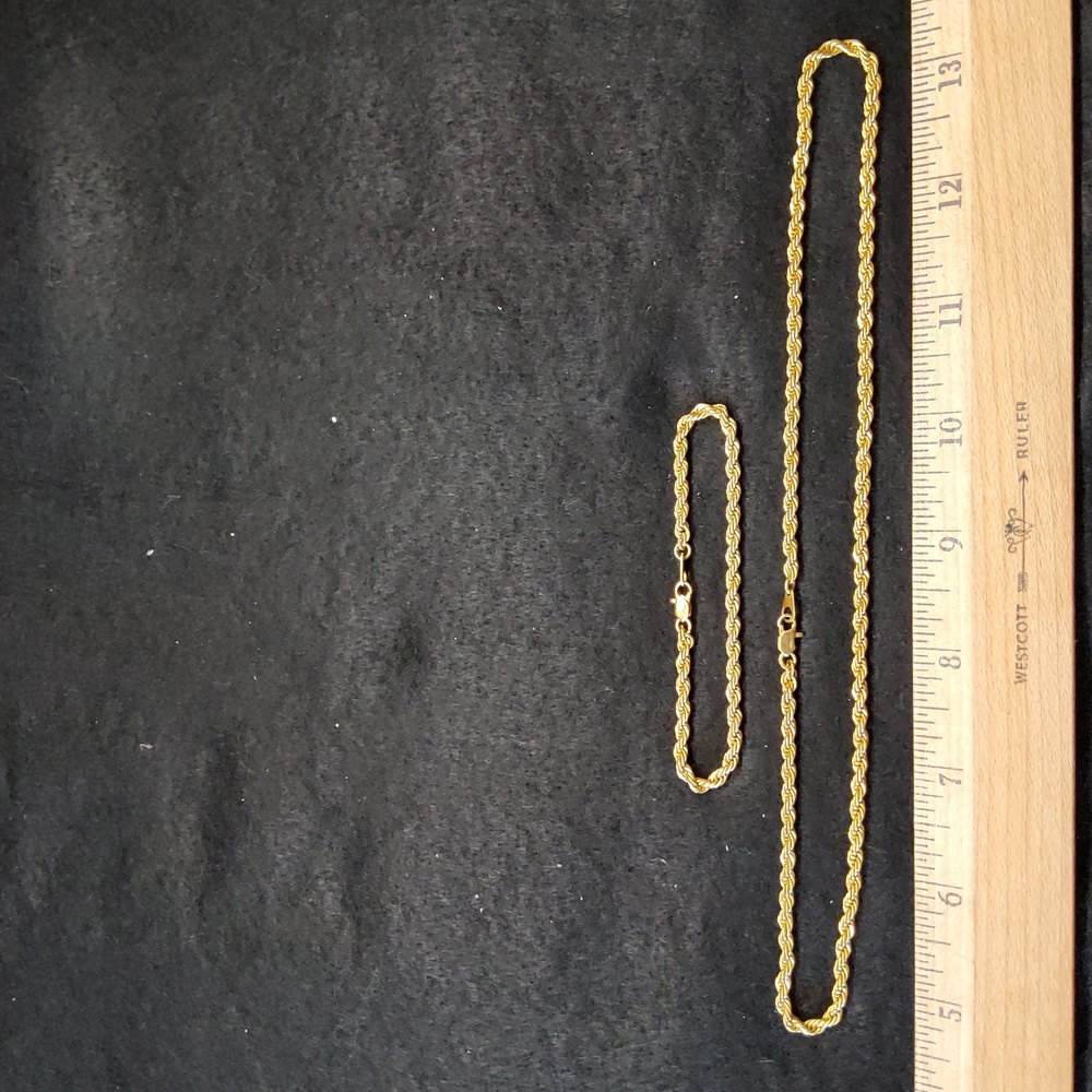 Unsigned Gold-tone Twisted Rope Necklace & Bracelet
